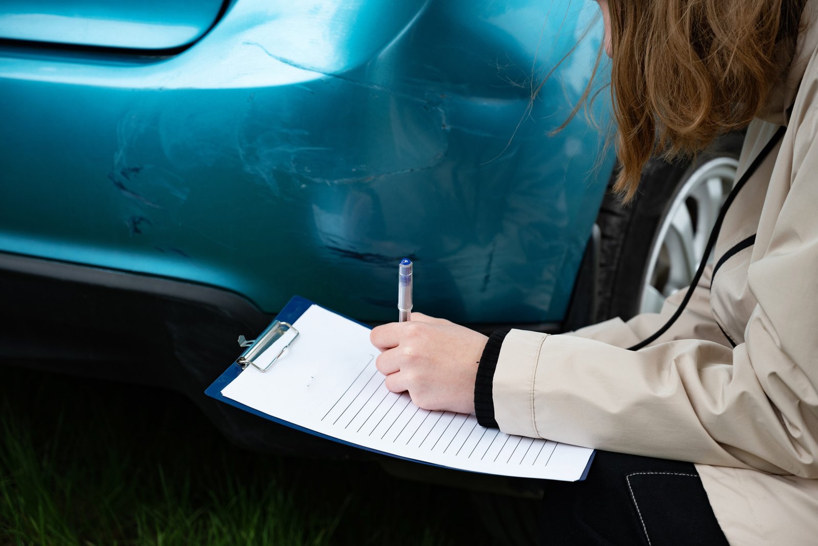 Évaluation des dégâts d'une voiture après sinistre pour déclaration d'assurance Évaluation des dégâts d'une voiture après sinistre pour déclaration d'assurance
